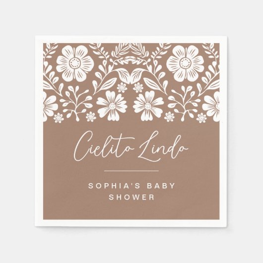 シエリートリンドベイビーシャワーテラコッタ招待状 スタンダードカクテルナプキン (正面)