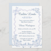シエリートリンドベイビーシャワー招待状テンプレート 招待状 (正面/裏面)