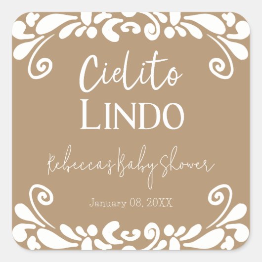 シエリートリンドTalaveraメキシコのフィエスタベビーシャワー スクエアシール (正面)