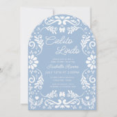 シエリートリンドTalavera青メキシコの赤ちゃんシャワー 招待状 (正面)