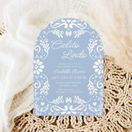 シエリートリンドTalavera青メキシコの赤ちゃんシャワー 招待状