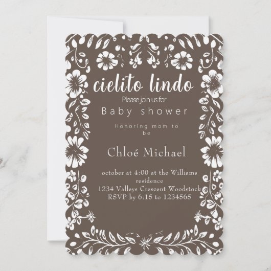 シエルトリンドのパペルのピカドベイビーシャワー 招待状 (正面)