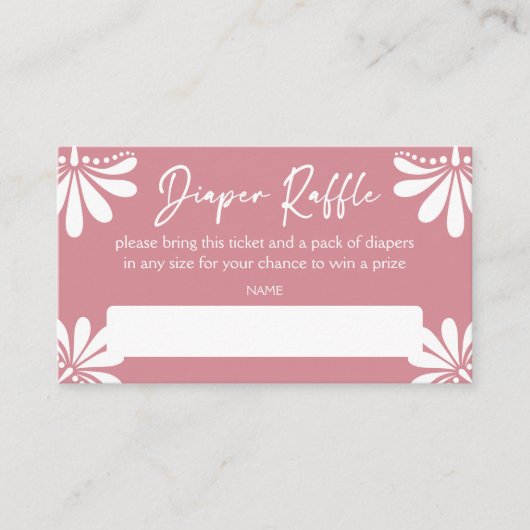 シエルト・リンドほこりっぽいピンクのメキシコのオムツラッフル エンクロージャーカード (正面)