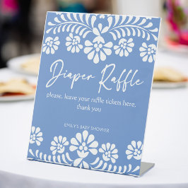 シエルト・リンドほこりっぽい青い赤ちゃんシャワーおむつラッフル 台座サイン