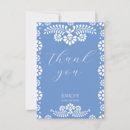 シエルト・リンドほこりっぽい青メキシコの赤ちゃんシャワー サンキューカード (正面)