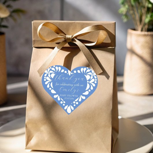 シエルト・リンドほこりっぽい青メキシコの赤ちゃんシャワー ハートシール