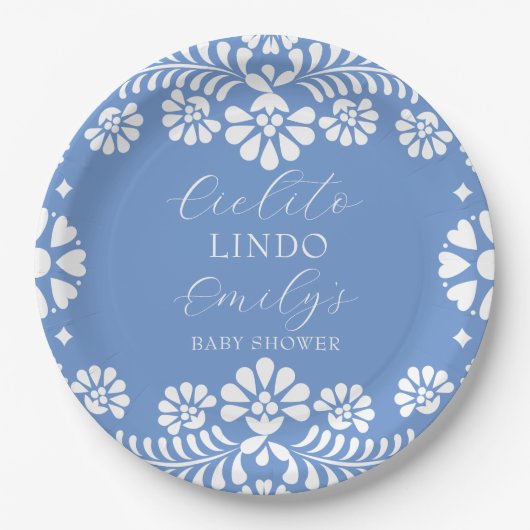 シエルト・リンドほこりっぽい青メキシコの赤ちゃんシャワー ペーパープレート (正面)