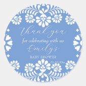 シエルト・リンドほこりっぽい青メキシコの赤ちゃんシャワー ラウンドシール (正面)
