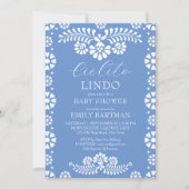 シエルト・リンドほこりっぽい青メキシコの赤ちゃんシャワー 招待状 (正面)