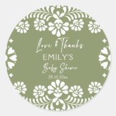 シエルト・リンド・セージ緑のメキシコの赤ちゃんシャワー ラウンドシール (正面)
