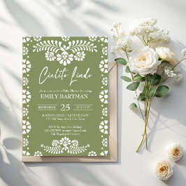 シエルト・リンド・セージ緑のメキシコの赤ちゃんシャワー 招待状