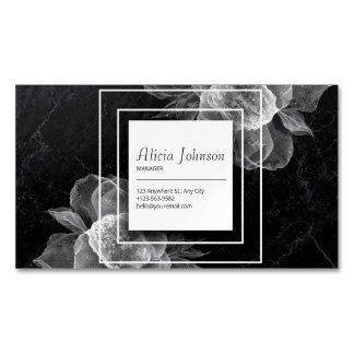 シエレガントアフローラと黒の大理石 マグネット名刺