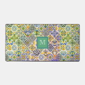 シエレガントシ地中海のリアの緑のタイル デスクマット (正面)