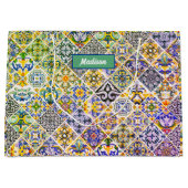 シエレガントシ地中海のリアの緑のタイル ラージペーパーバッグ (正面)