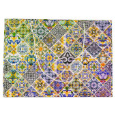 シエレガントシ地中海のリアの緑のタイル ラージペーパーバッグ (裏面)