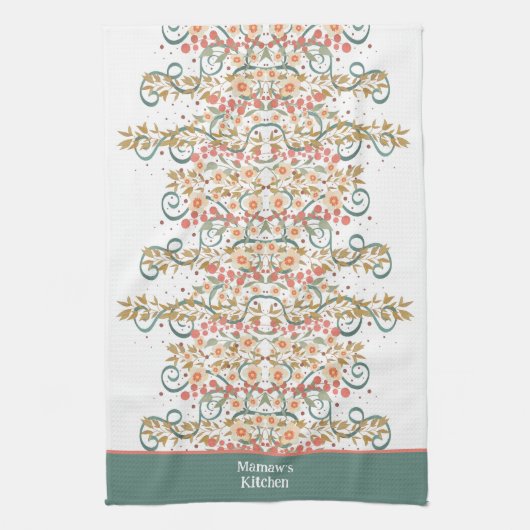 シエレガントッかわいらしクフローラスタイリッシュ名前をカスタムする キッチンタオル (縦)