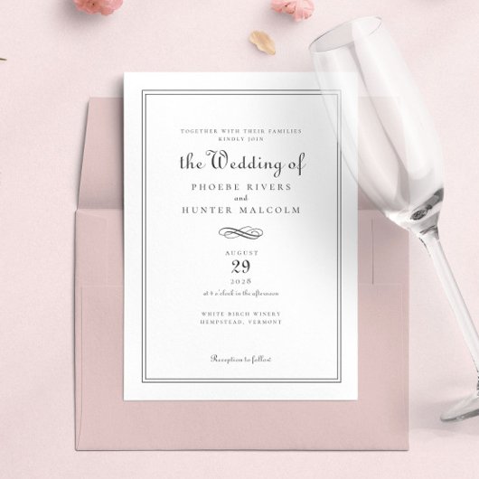 シエレガントックフランスの白黒結婚ズ 招待状