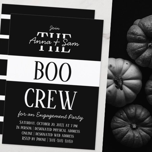 シエレガントックモダンストライプの秋婚約パーティ 招待状