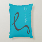 シエレガントッシンプルクトレンディーモノグラムティール（緑がかった色） アクセントクッション (正面(垂直))