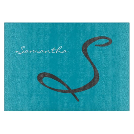 シエレガントッシンプルクトレンディーモノグラムティール(緑がかった色) カッティングボード (正面)