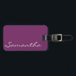 シエレガントッシンプルクトレンディーモノグラム紫 ラゲッジタグ<br><div class="desc">この洗練素晴らしされたデザインは、紫色の背景に薄いスチールカスタムグレイで名前または任意の文字を無地の特徴とする。</div>