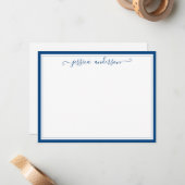 シエレガントッモダンクガーリークラシックNAVY BLUE SCRIPT ノートカード (正面/裏面インサイチュ)