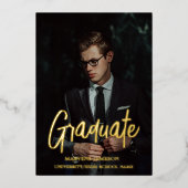 シエレガントッモダンクタイポグラフィ卒業パーティー 箔招待状 (正面)