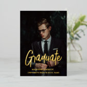 シエレガントッモダンクタイポグラフィ卒業パーティー 箔招待状 (立ち正面)