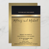 シエレガントッモダンク金ゴールド/ブラック結婚s 招待状 (正面/裏面)