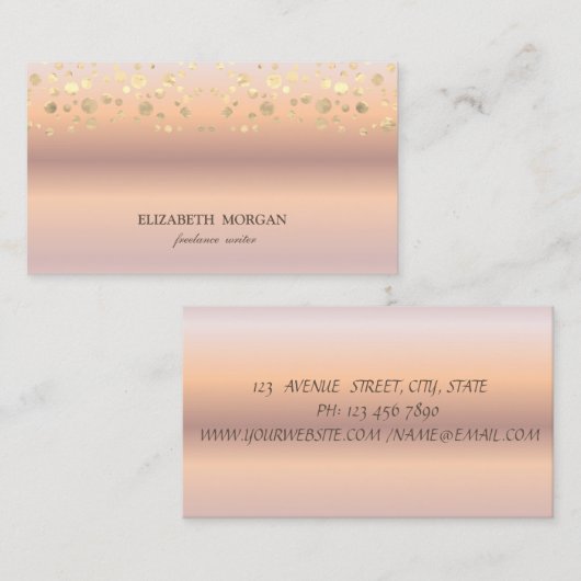 シエレガントッモダンク、金ゴールド紙吹雪 名刺 (正面/裏面)