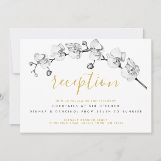 シエレガントモダンッスタイリッシュクフローラ金ゴールド披露宴 招待状 (正面)