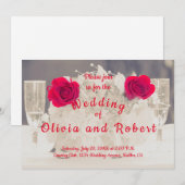 シエレガントャンパンと赤いバラ 招待状 (正面/裏面)