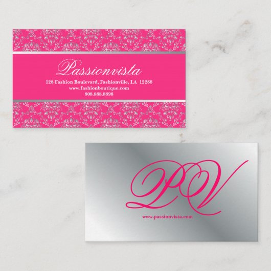 シエレガントルバーピンクダマスク 名刺 (正面/裏面)