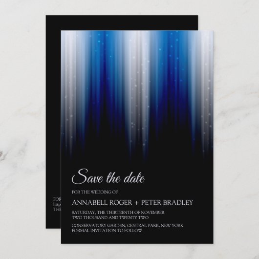 シエレガントルバーブルーの結婚式 招待状 (正面/裏面)