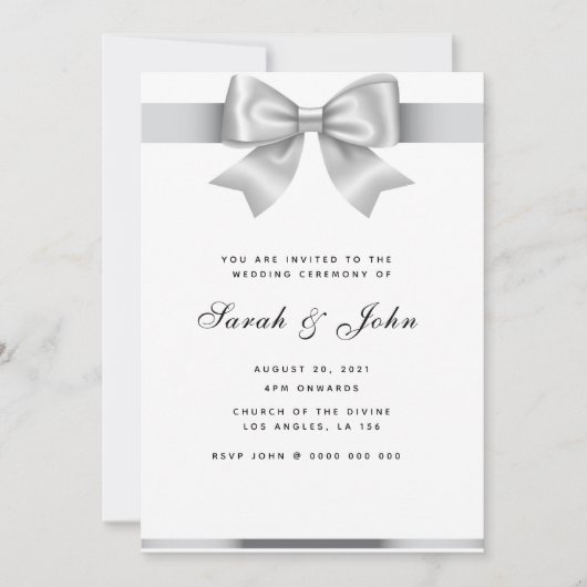 シエレガントルバーリボン結婚式招待状 招待状 (正面)