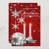 シエレガントルバー&レッドクリスマスパーティの招待状 招待状 (正面/裏面)