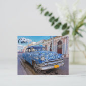シエンフエゴクラシックのアメリカの車、キューバのポストカード ポストカード (スタンド正面)
