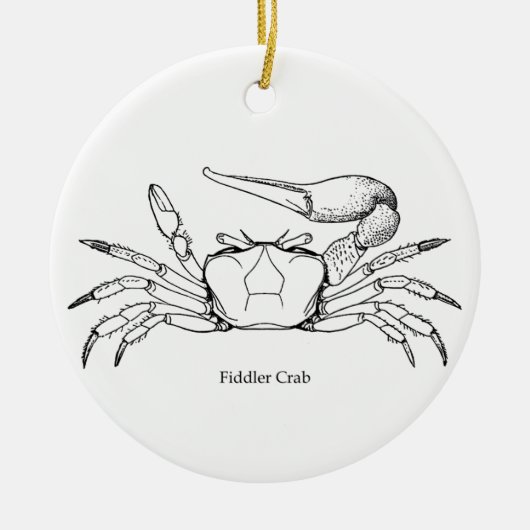 シオマネキのイラストレーション(線画) メタルオーナメント (正面)