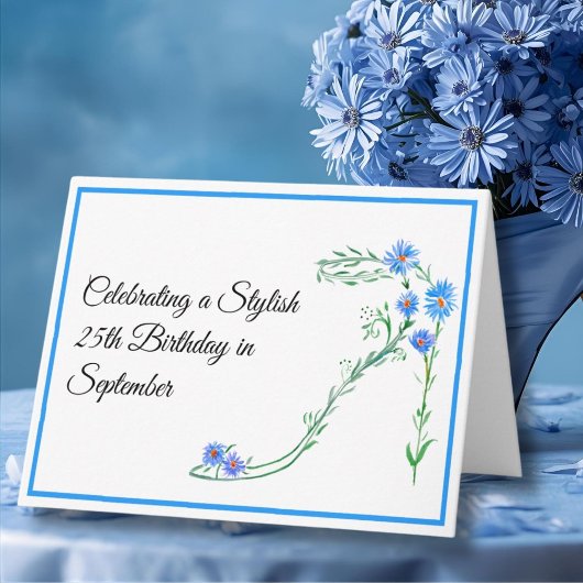 シオンの花と９月２５日のお誕生日おめでとう カード