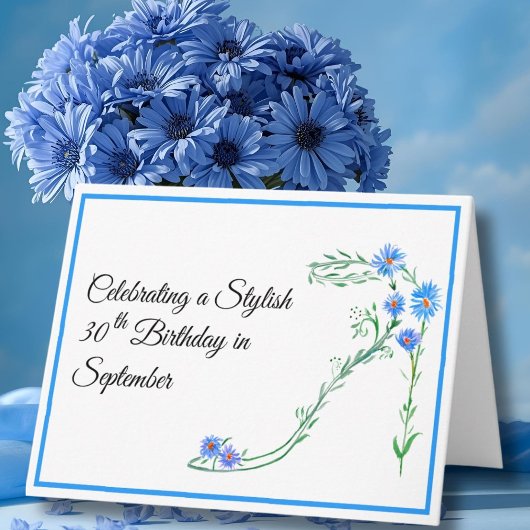 シオンの花と30歳の誕生日おめでとう カード