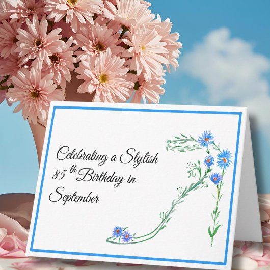 シオンの花と85歳の誕生日おめでとう カード