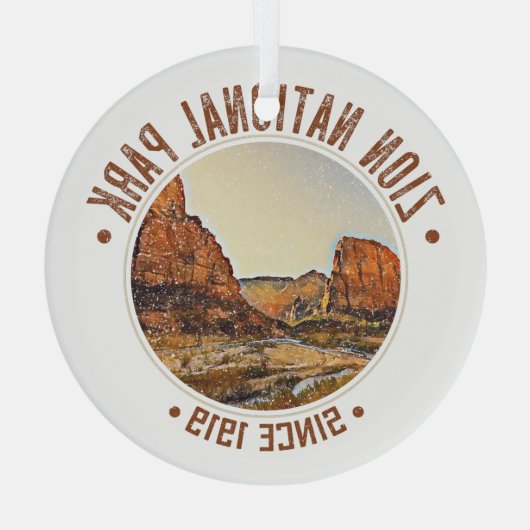 シオンナショナルパークユタUSAアウトドア 動揺して ガラスオーナメント (裏面)