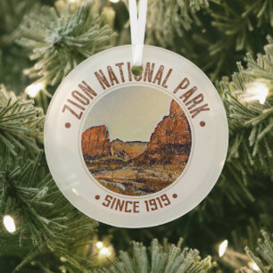 シオンナショナルパークユタUSAアウトドア 動揺して ガラスオーナメント