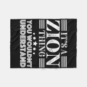 シオンファーストネーム個人誕生日ファーザーズデイメンズ フリースブランケット (正面(横))