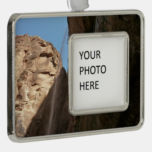 シオン国立公園のシオンのしわがれ岩 シルバープレートフレームオーナメント (右)