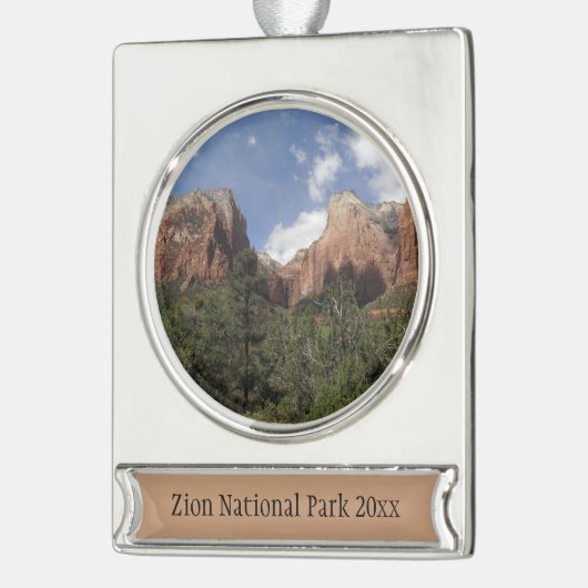 シオン国立公園の愛国者第二裁判所 シルバープレートバナーオーナメント (左)