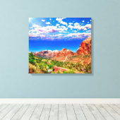 シオン国立公園を通る道路 キャンバスプリント (インサイチュ (ウッドフロア))