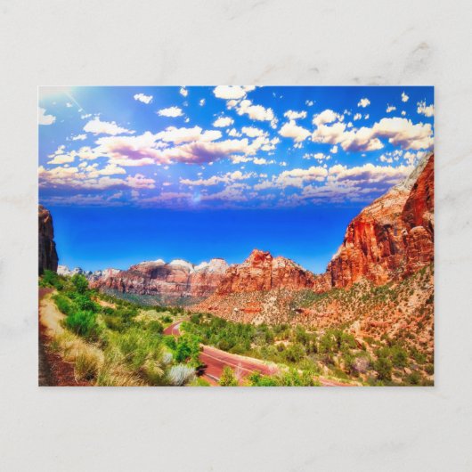 シオン国立公園を通る道路 ポストカード (正面)