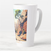 シオン国立公園ユタ州ナロウズの水彩画 カフェラテマグ (右アングル)