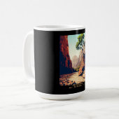 シオン国立公園ユタ州ナロウズの水彩画 コーヒーマグカップ (正面左)